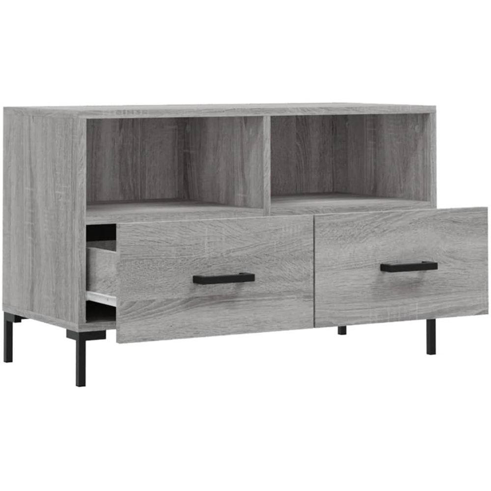 vidaXL 2 Drawer 2 Shelf Grey Sonoma TV Cabinet Image 4