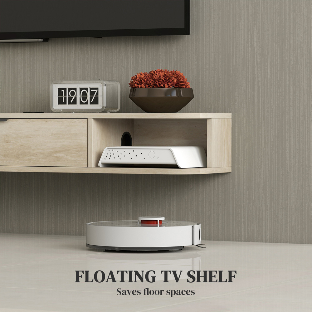 Portland 120cm Single Door 2 Shelf Natural Floating TV Unit Image 7