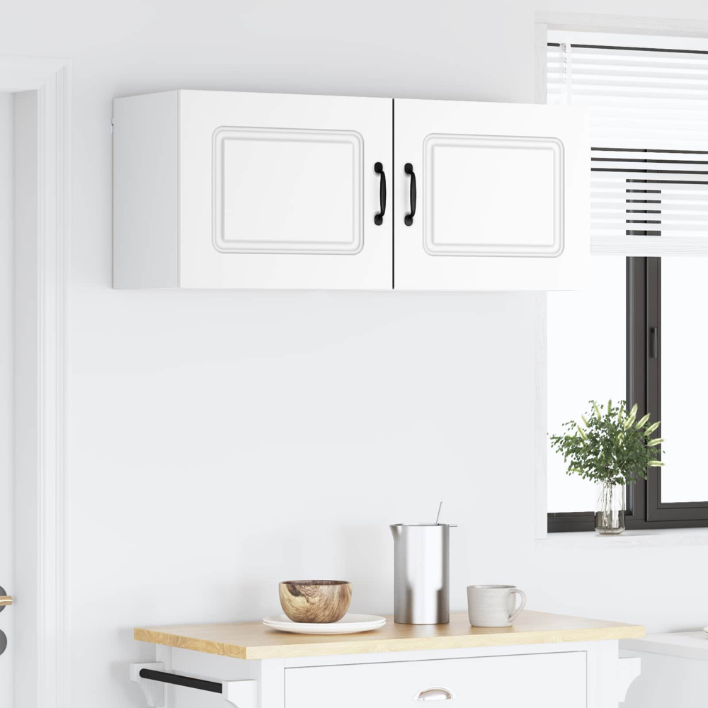 vidaXL Kalmar Single Door White Wall Mounted Wide Kitchen Cabinet Set of 2 Image 9
