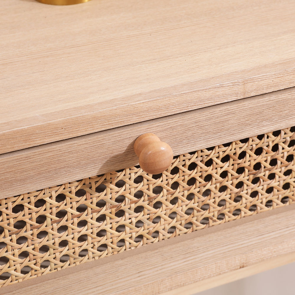 FurnitureHMD 2 Drawer Natural Rattan Weaving Console Table Image 9