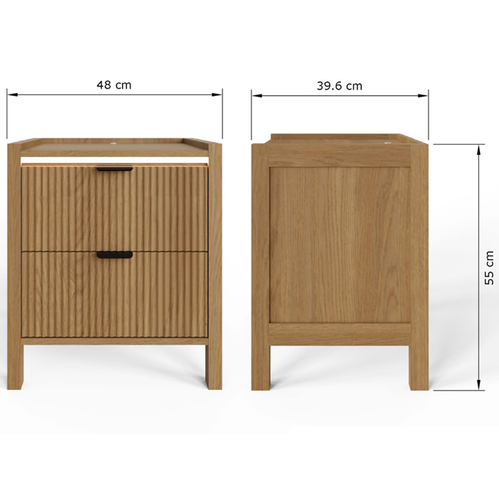 GFW Zion 2 Drawer Oak Ribbed Bedside Table with Ambient LED Image 9