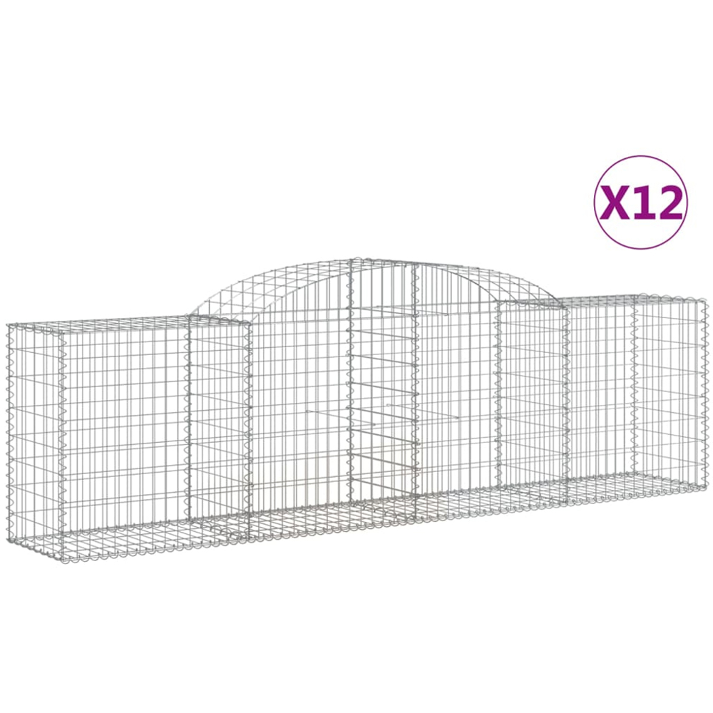vidaXL Silver Galvanised Iron Gabion Basket 300 x 50 x 80/100cm 12 Pack Image 4