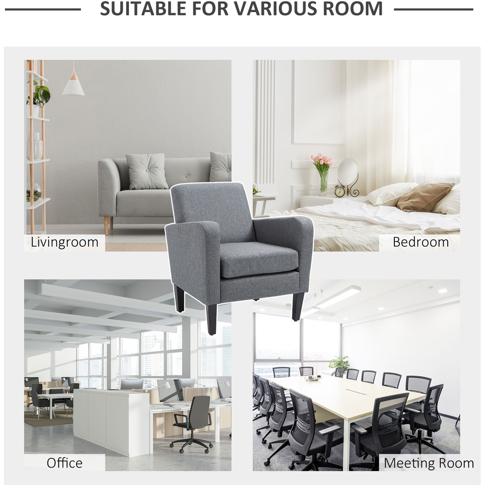 Portland Grey Linen Padded Seat Armchair Image 4