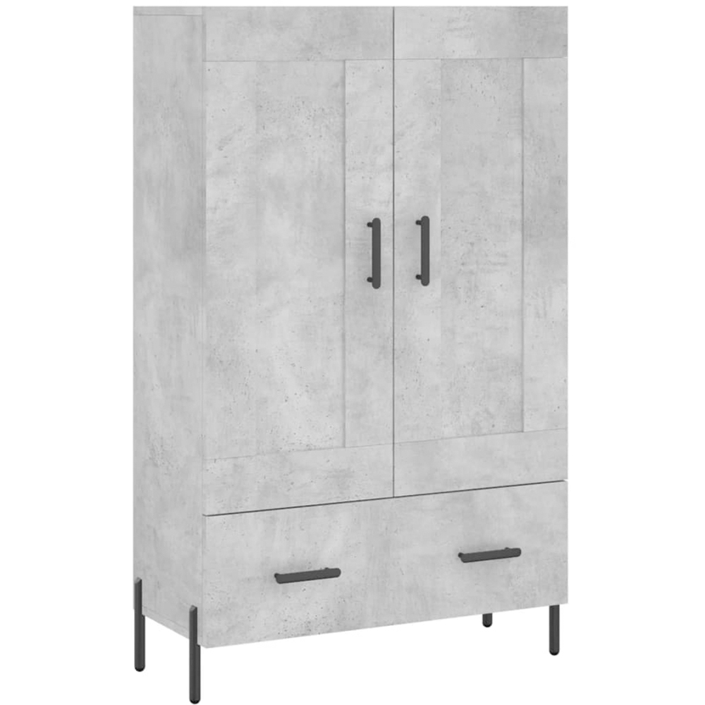 vidaXL 2 Door Single Drawer Concrete Grey Highboard with Black Handle and Legs Image 2