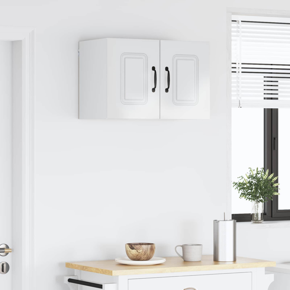 vidaXL Kalmar Single Door High Gloss White Wall Mounted Kitchen Cabinet Set of 2 Image 9