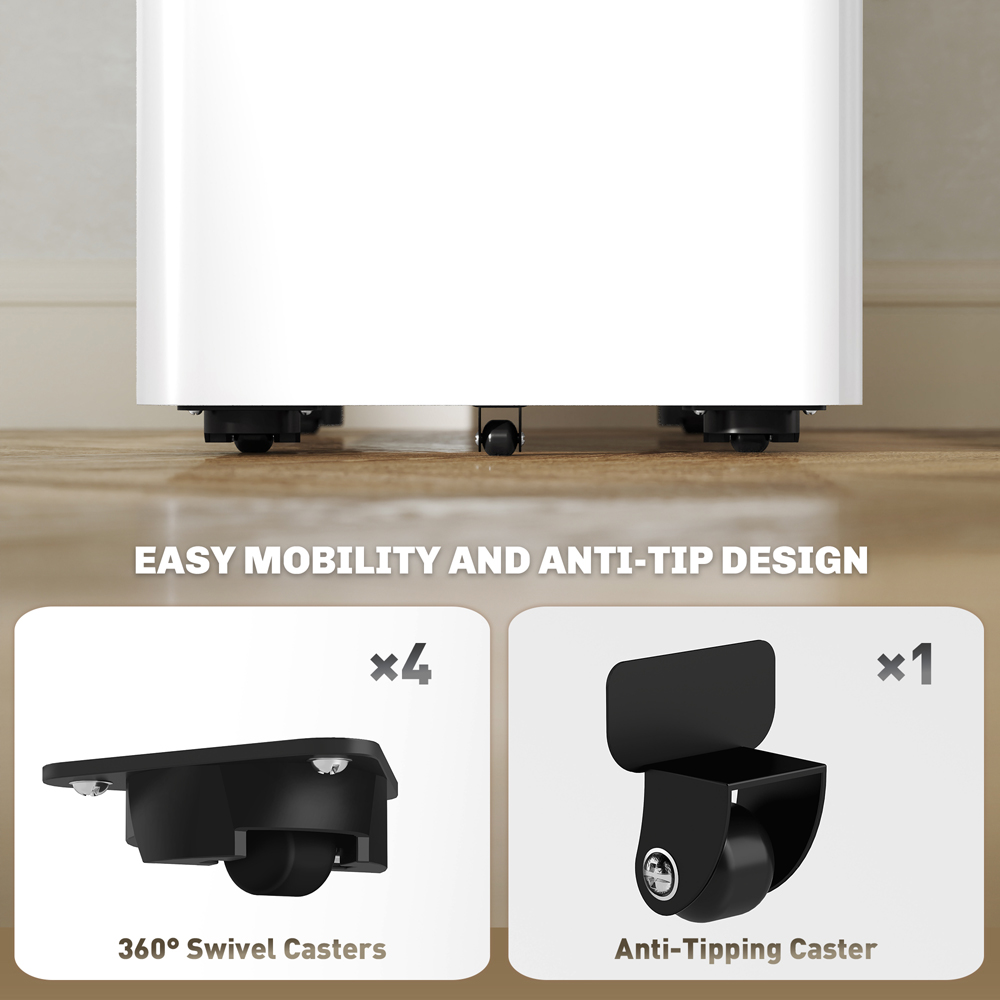 Vinsetto 3 Drawer White Steel Lockable Filing Cabinet on Wheels Image 7