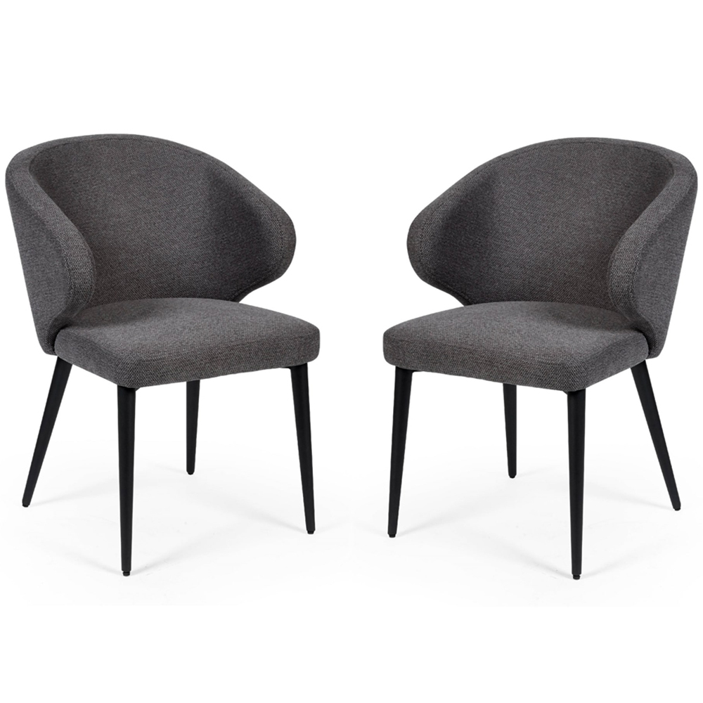 Julian Bowen Marcus Set of 2 Mid Grey Fabric Dining Chair Image 2