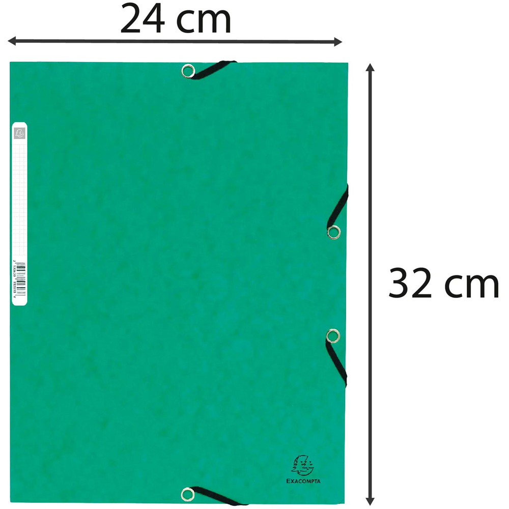 Exacompta A4 400gsm Green Elasticated 3 Flap Folder 25 Pack Image 6