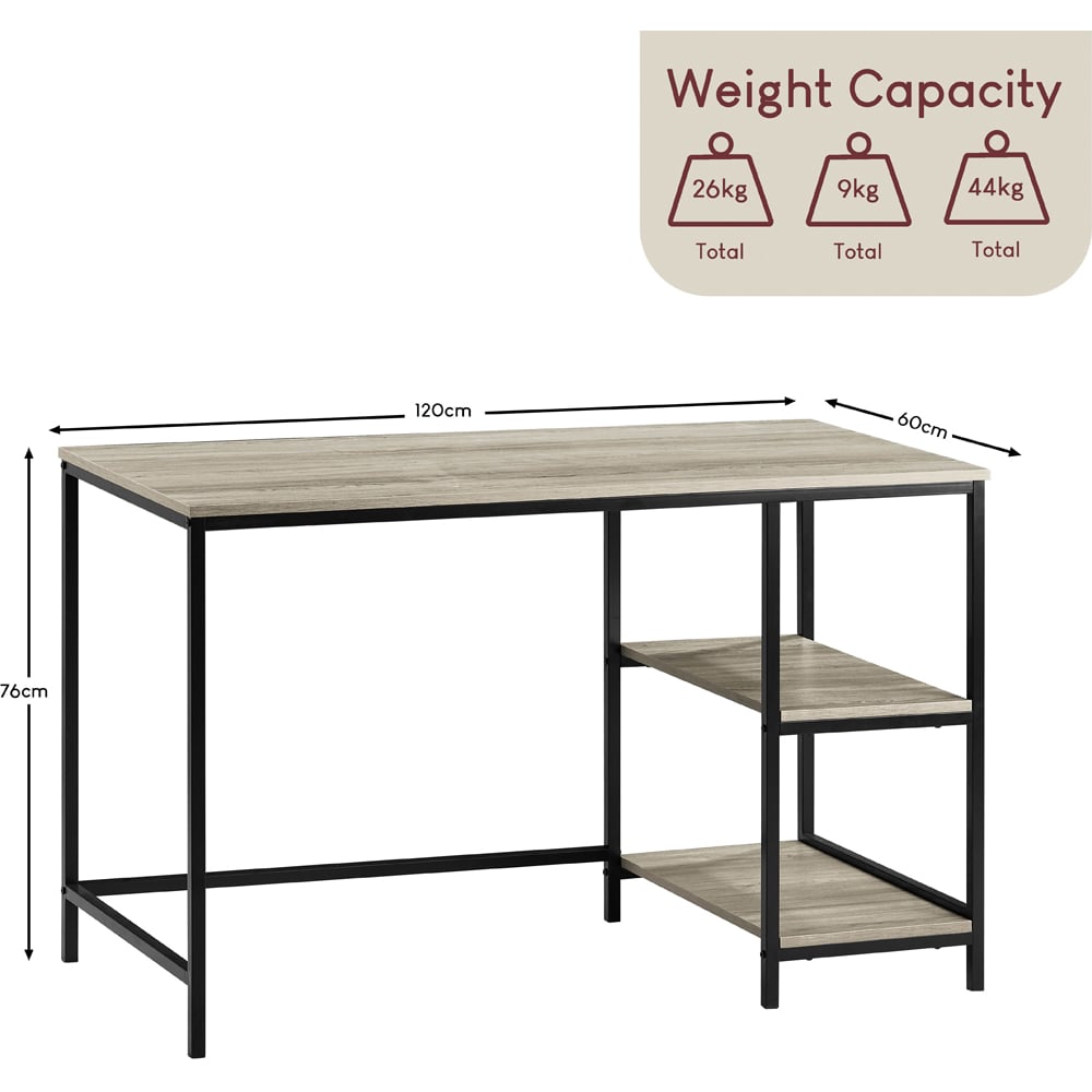 Vida Designs Brooklyn 2 Shelves Desk Grey Wood Image 8