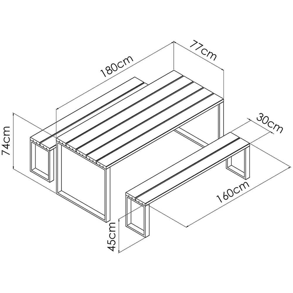 Cerland Blakea 6 Seater Wooden Garden Dining Bench Set Image 4