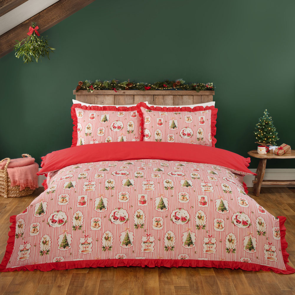 Timeless Christmas Duvet Set Red Superking Image 1