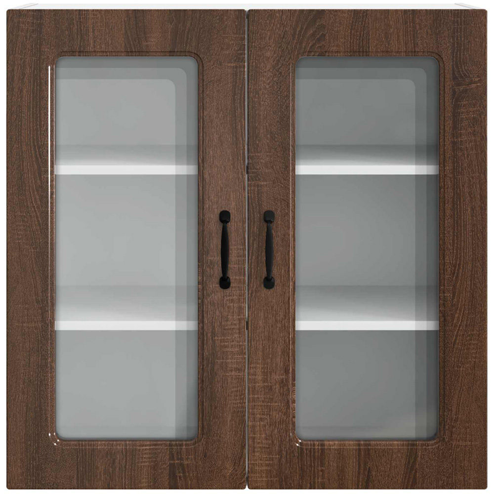 vidaXL 2 Glass Door Brown Oak Kitchen Wall Cabinet Image 4
