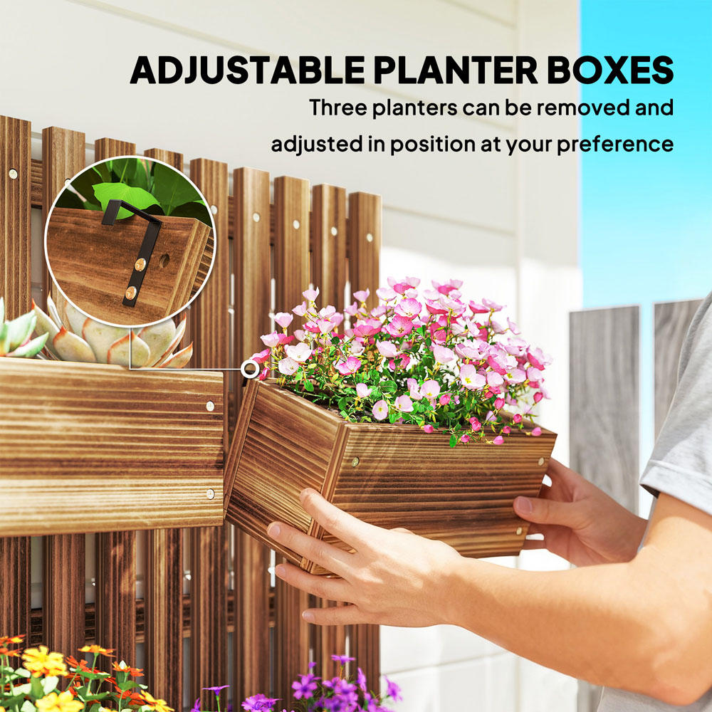 Outsunny Wooden Wall-Mounted Garden Trellis with 3 Movable Planter Boxes Image 5