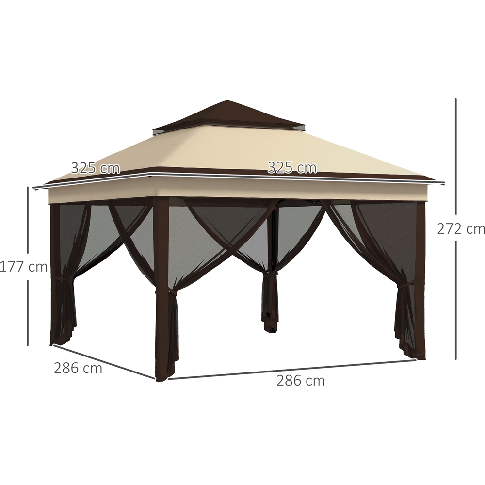 Outsunny 3 x 3m Beige Pop Up Gazebo with Net and Carry Bag Image 7
