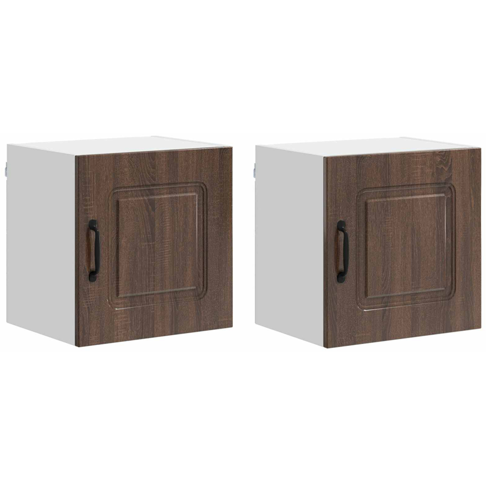 vidaXL Kalmar Single Door Brown Oak Wall Mounted Square Kitchen Cabinet Set of 2 Image 8