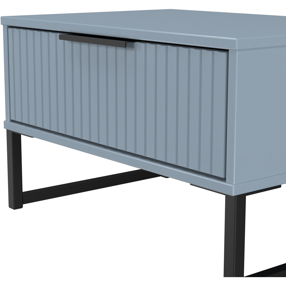 Crowndale Fluted Single Drawer Denim Blue Wide Side Table Ready Assembled Image 5