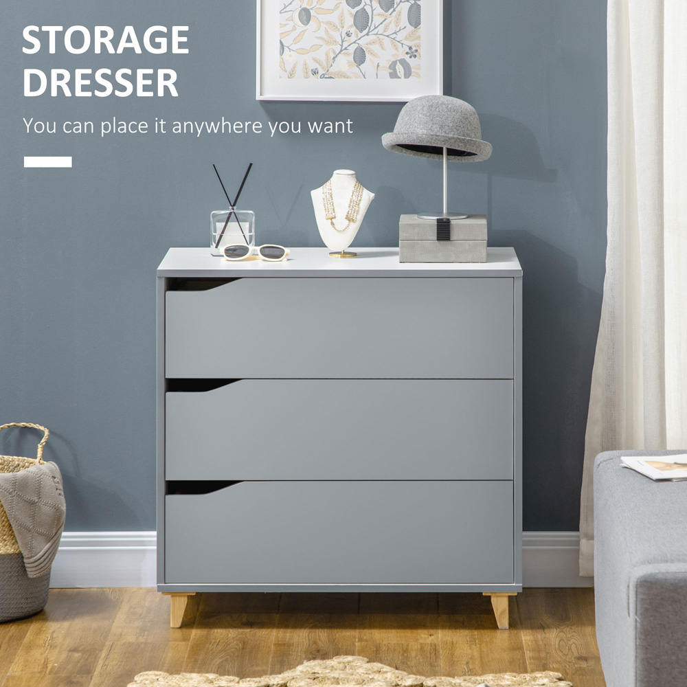 Portland 3 Drawer Grey Storage Cabinet Image 4