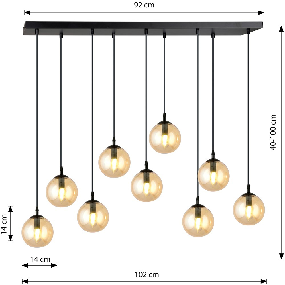 Emibig Cosmo 9 Light Amber Shade Black E14 Ceiling Pendant Light Image 7