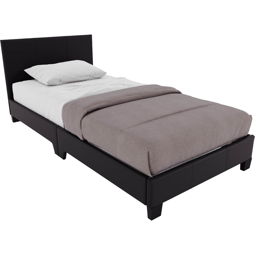 VIDA DESIGNS Lisbon Single Black Faux Leather Bed with Gel Memory Foam Mattress Image 2