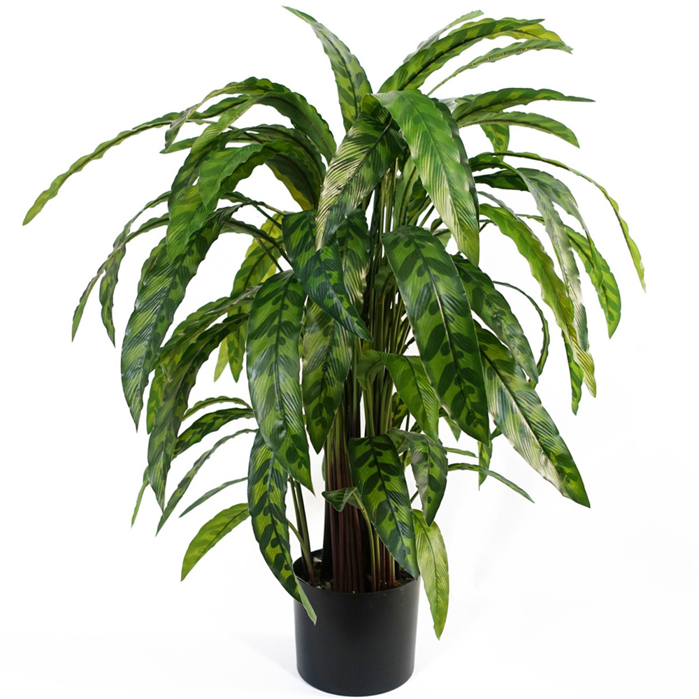 Leaf Green Variegated Calathea Artificial Plant Pot 2.9ft Image 1
