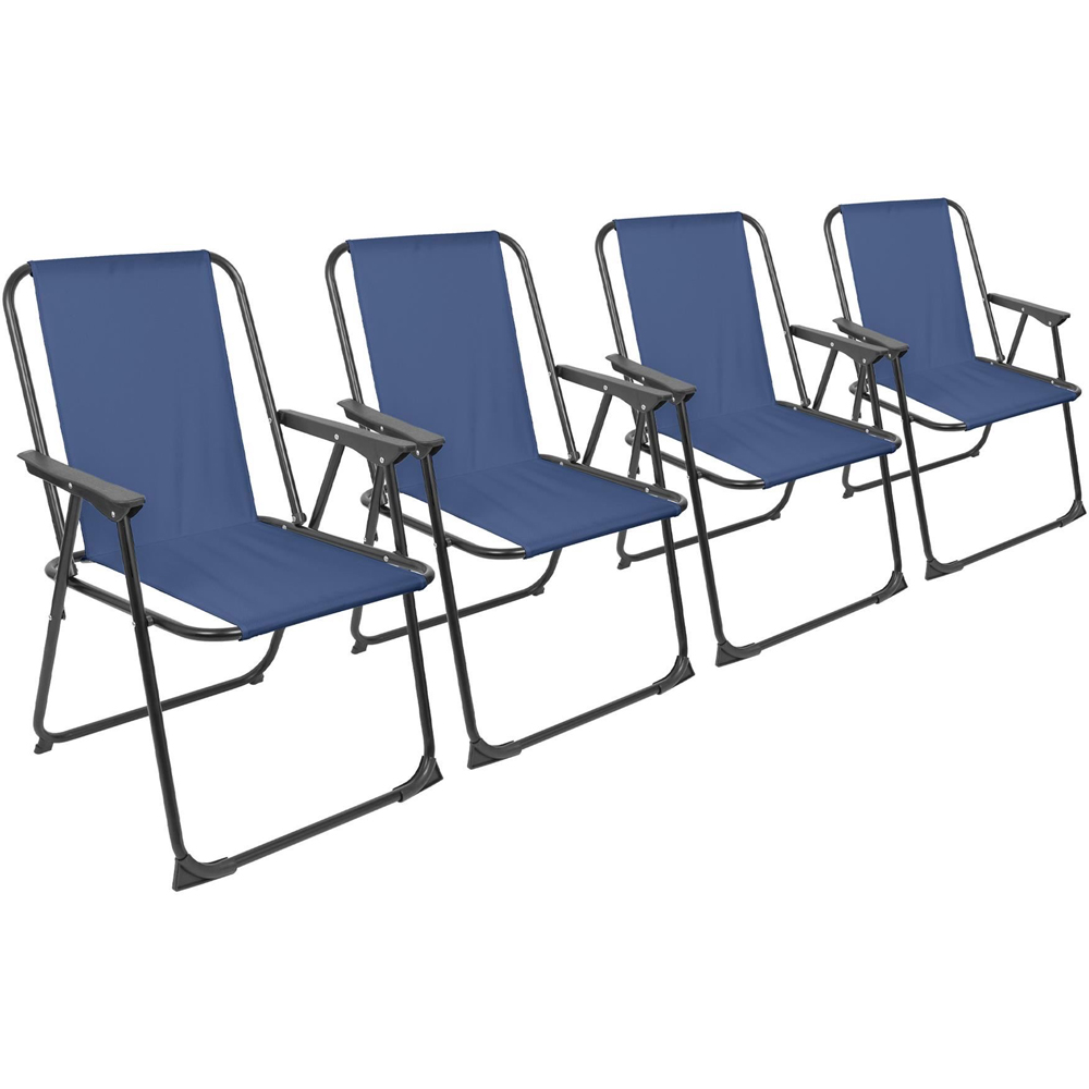 Harbour Housewares Navy and Matt Black Metal Foldable Beach Chair 4 Pack Image 2