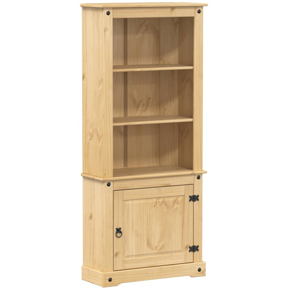 vidaXL Single Door 3 Shelf Honey Wax Solid Pine Wood Highboard Image 2