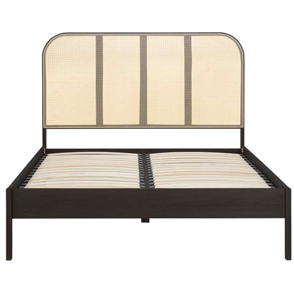 Birlea Margot Double Black Bed with Rattan Headboard Image 4