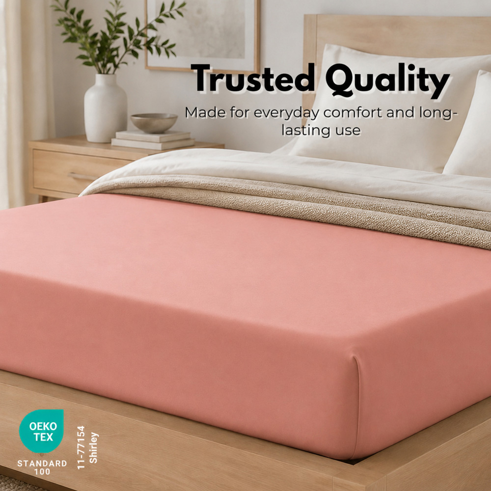 MHG Living Super King Size Blush 30cm Deep Pocket Fitted Sheet Image 7