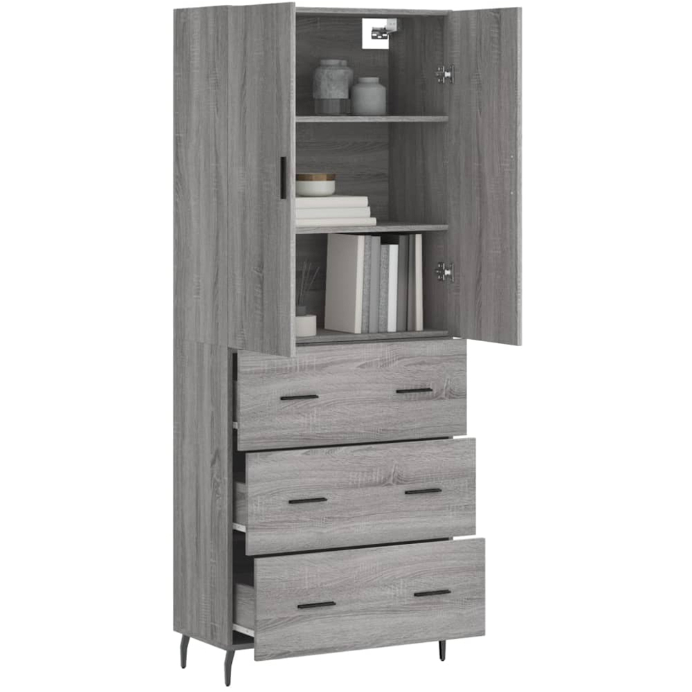 vidaXL 2 Door 3 Drawer Grey Sonoma Highboard Image 3
