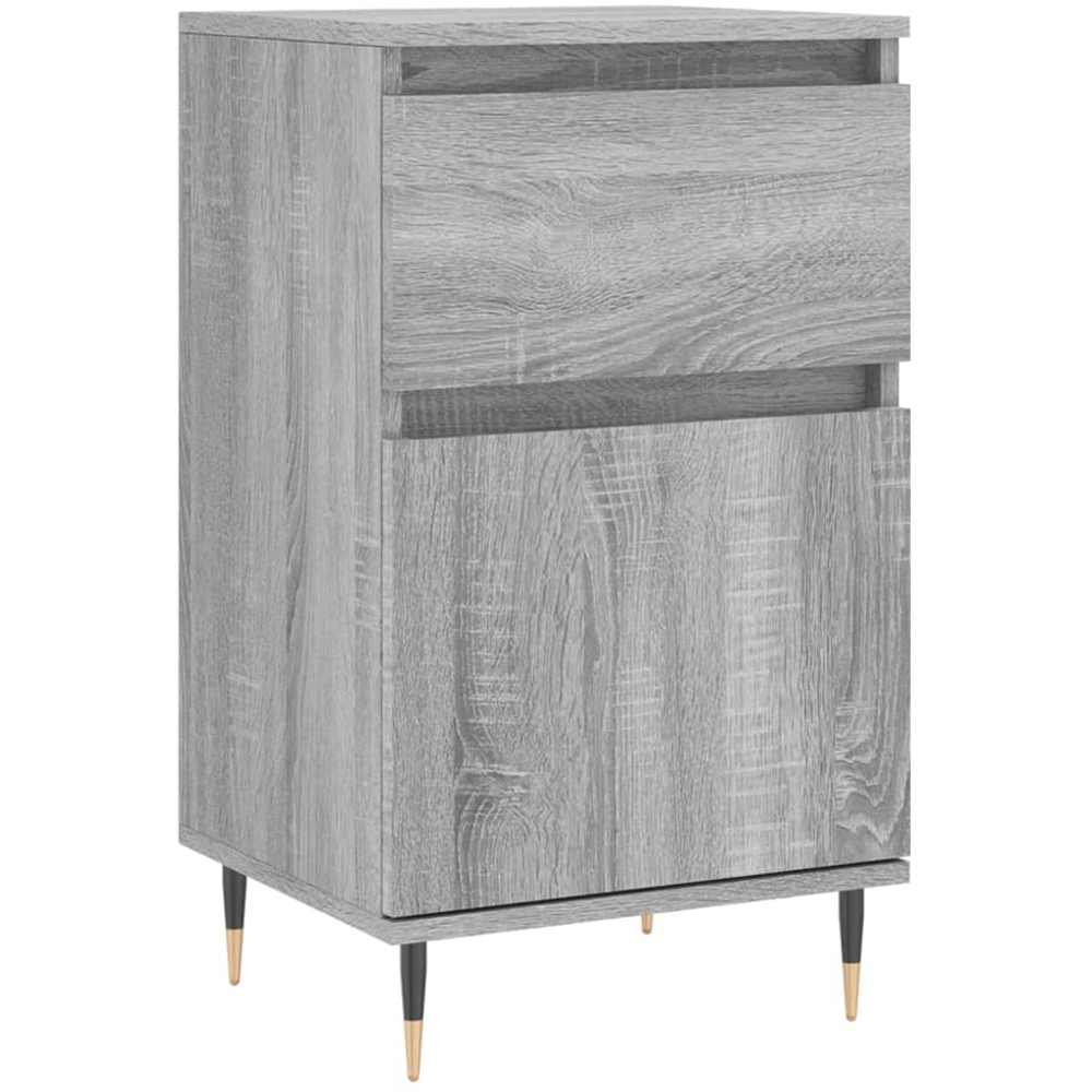 vidaXL Single Door Single Drawer Grey Sonoma Wooden Sideboard Image 2