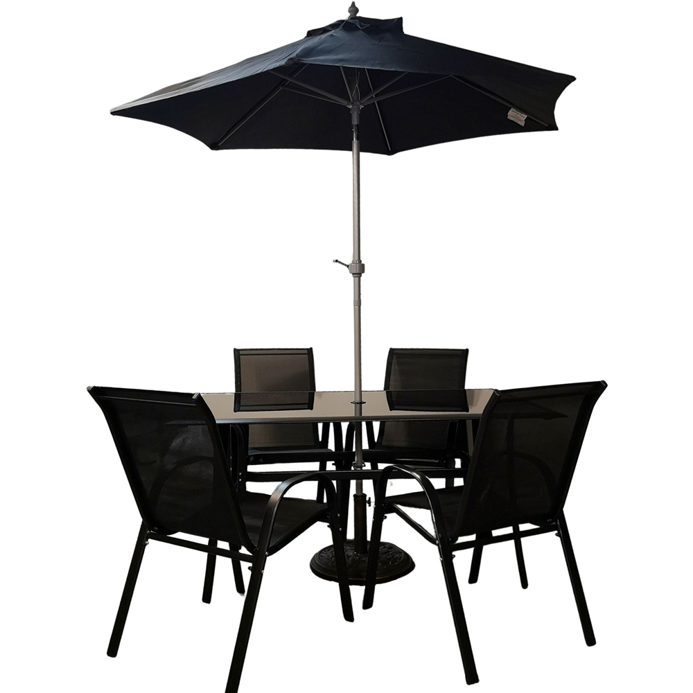 Samuel Alexander 4 Seater Rectangular Outdoor Dining Set Black Image 2