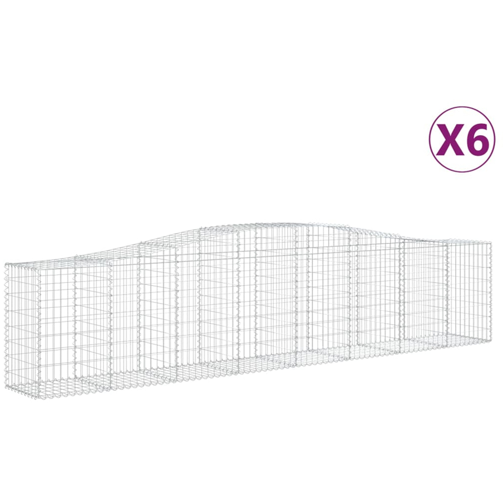 vidaXL Silver Galvanised Iron Arched Gabion Basket 400 x 50 x 80/100cm 6 Pack Image 2
