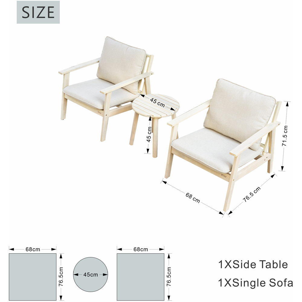 Direct Wicker 2 Seater Naturally Sanded Wooden Bistro Set Image 9