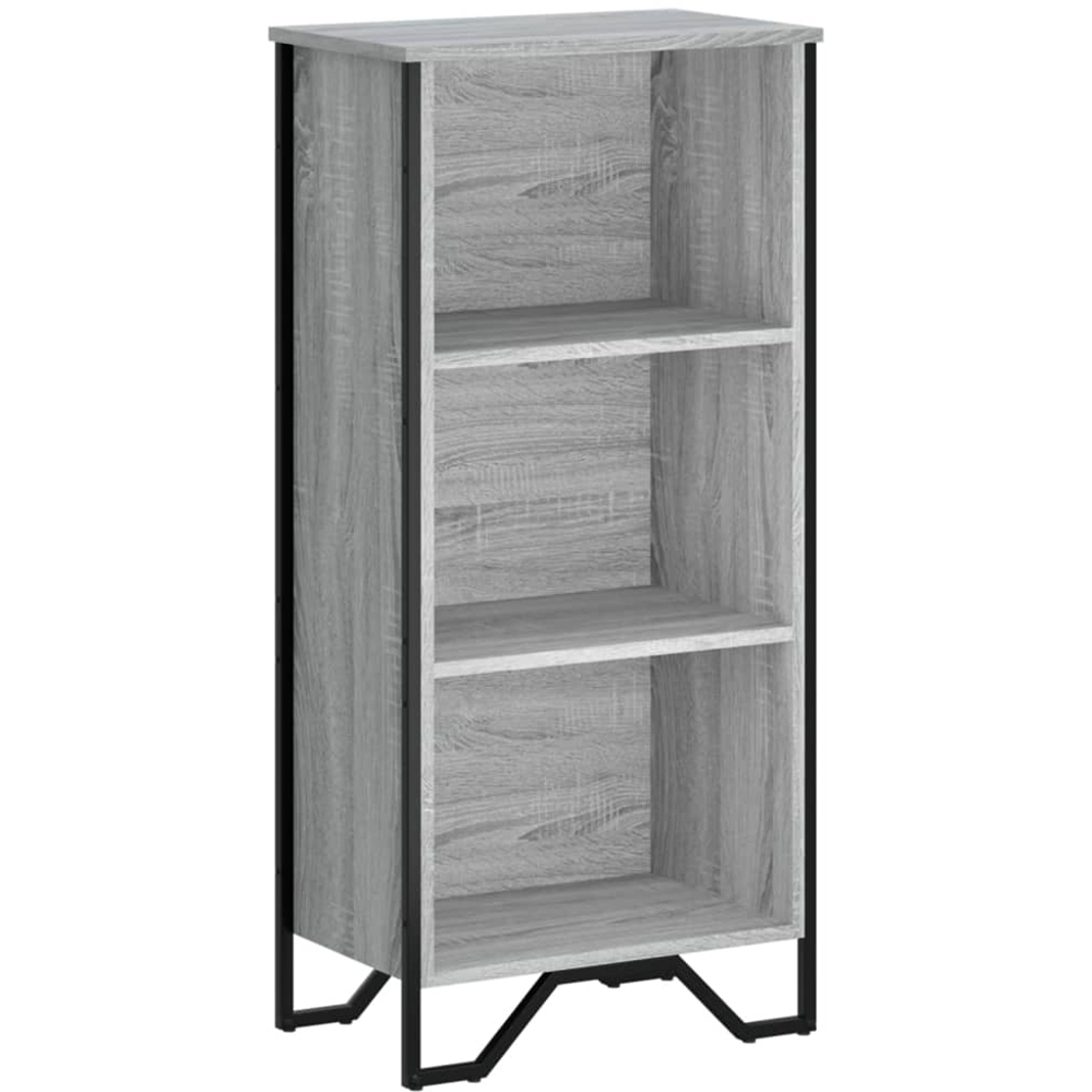 vidaXL 3 Shelf Grey Sonoma Bookcase Image 2