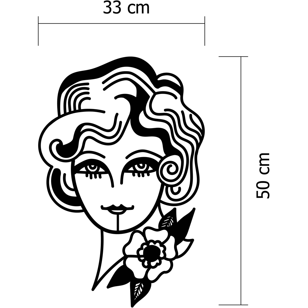 Decortie Black Metal Modern Woman in Flowers Wall Art Image 4