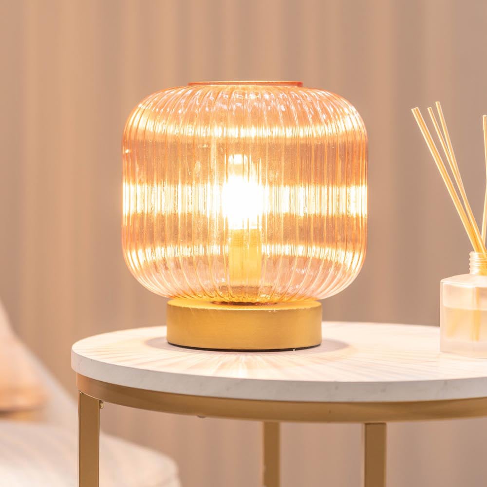 ValueLights Monroe Pink Glass Table Lamp Image 4