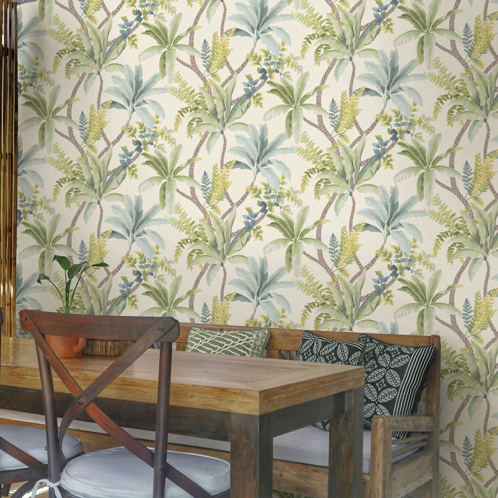 Holden Decor Trailing Palm Green Cream Wallpaper Image 3
