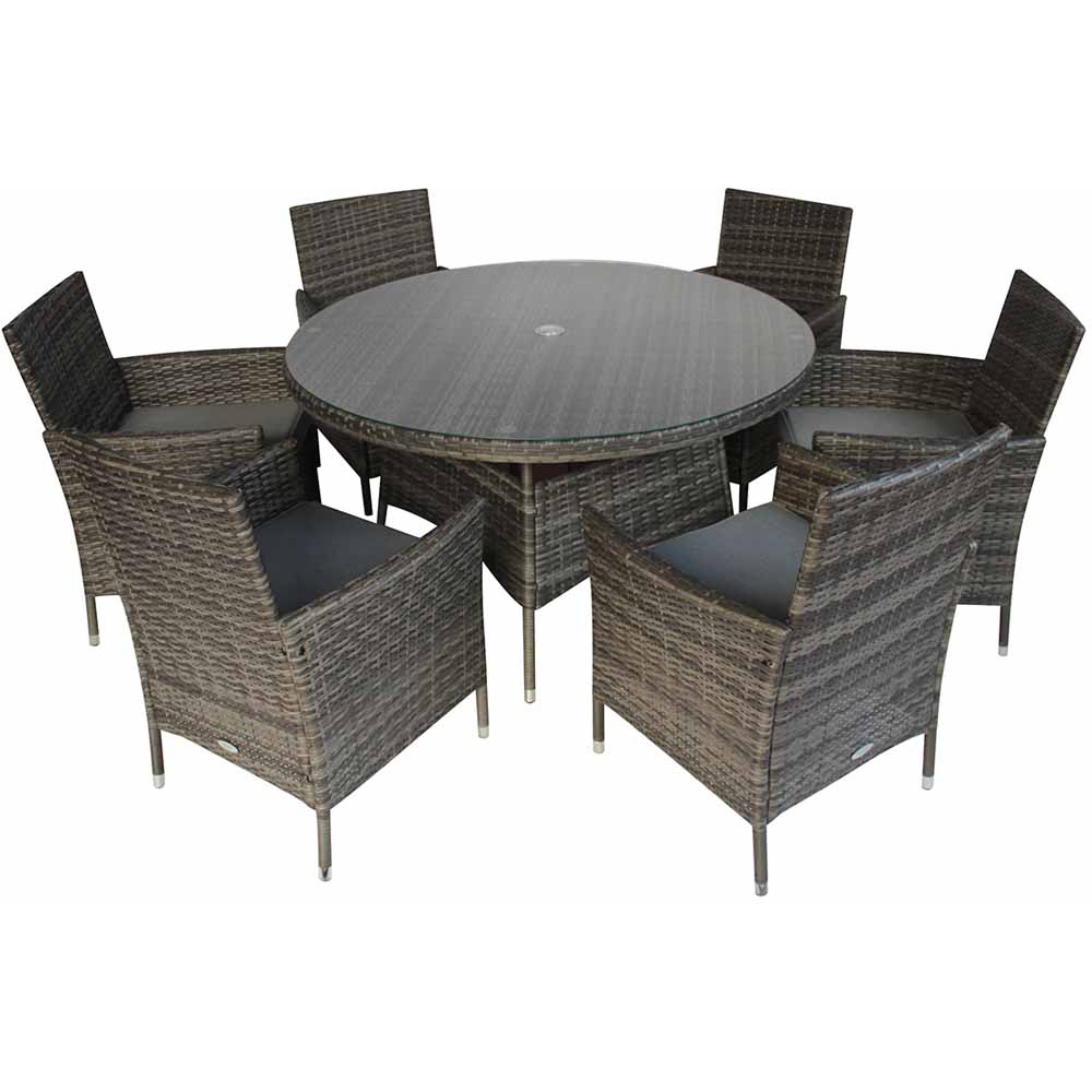 Charles Bentley Rattan 6 Seater Dining Set Grey Image 2