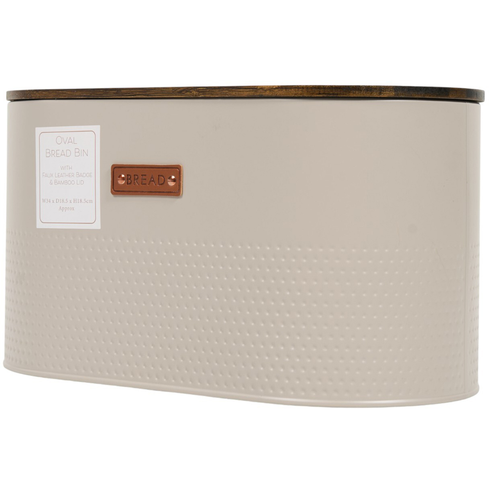 Oval Embossed Bread Bin Greige Image 2
