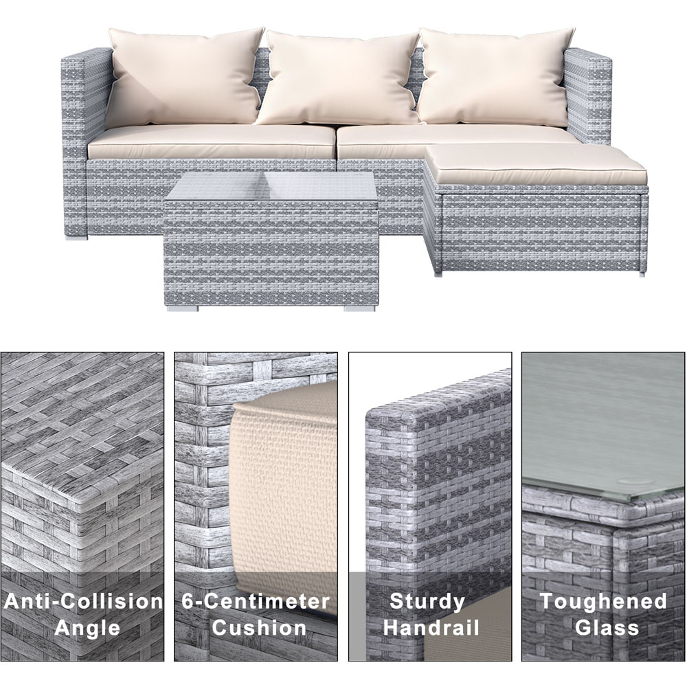 Rattrix 3 Seater Grey Rattan Garden Furniture Set with Washable Cushions Image 4