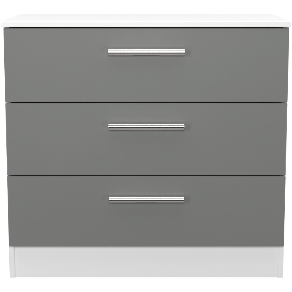 Crowndale Contrast 3 Drawer Dusk Grey and White Chest of Drawers Ready Assembled Image 3