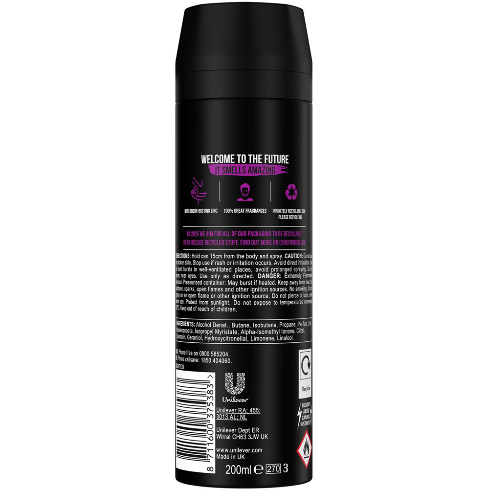 Lynx Excite Crisp Coconut and Black Pepper 48H Protection Deodorant Body Spray 200ml 24 Pack Image 3