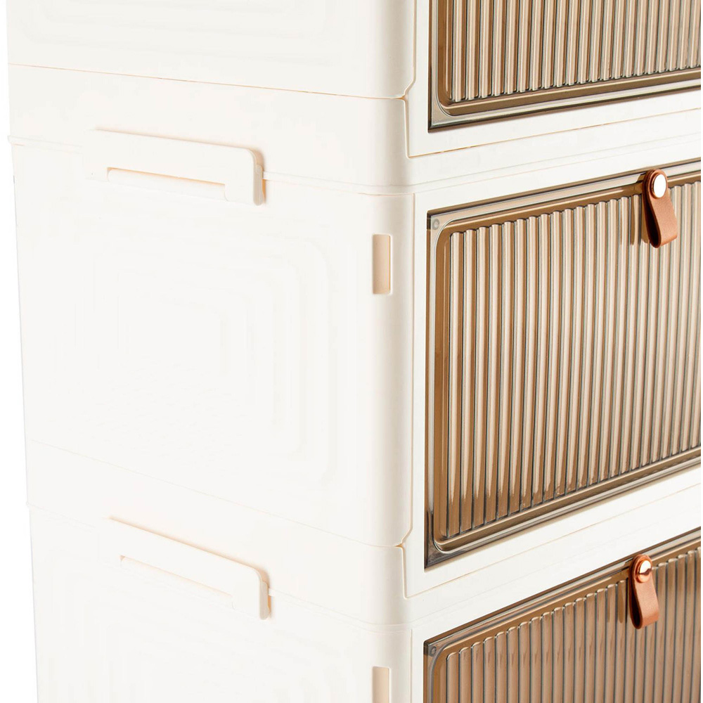 Sewing Online YN6008-6-WHITE 6-Tier White Plastic Stackable Storage Box with Lid and Wheels Image 5