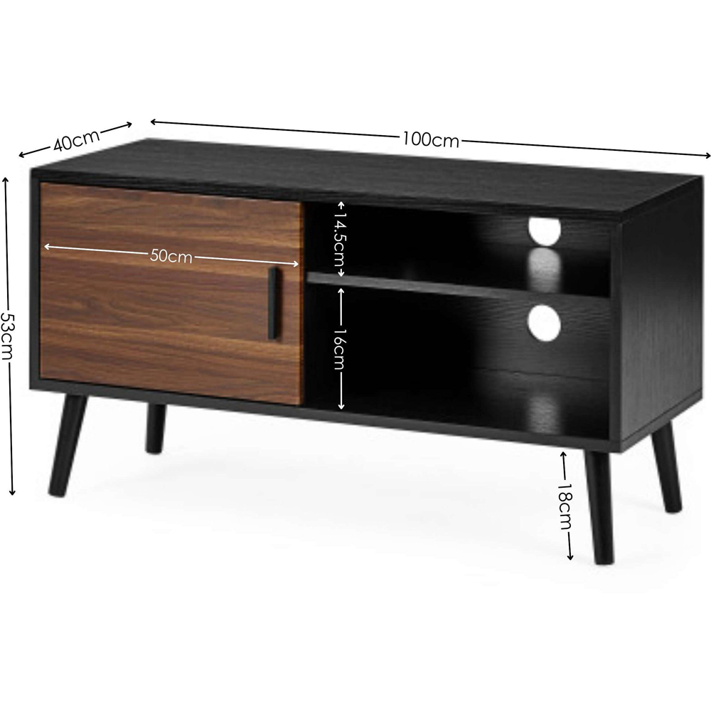 Julian Bowen Trent Single Door Walnut and Black Small TV Stand for 43 inch Image 9