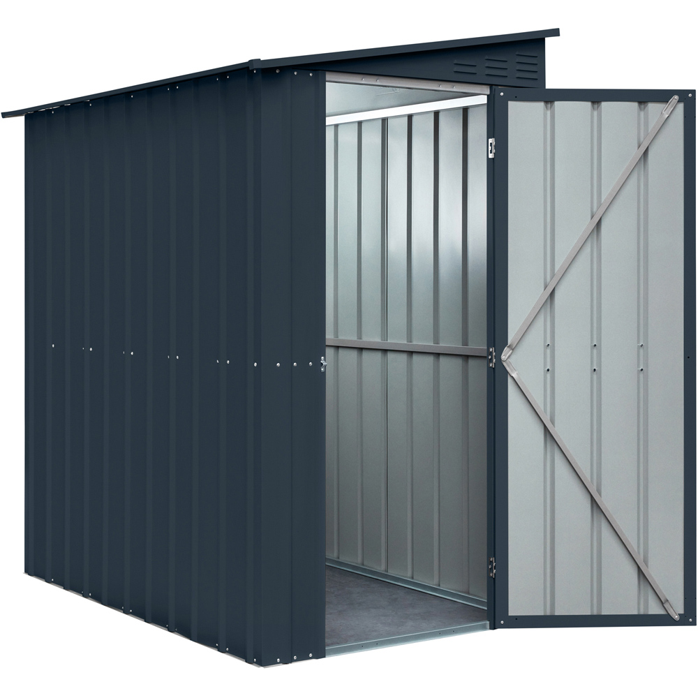 Globel 4 x 6ft Single Door Grey Metal Lean To Garden Shed Image 2