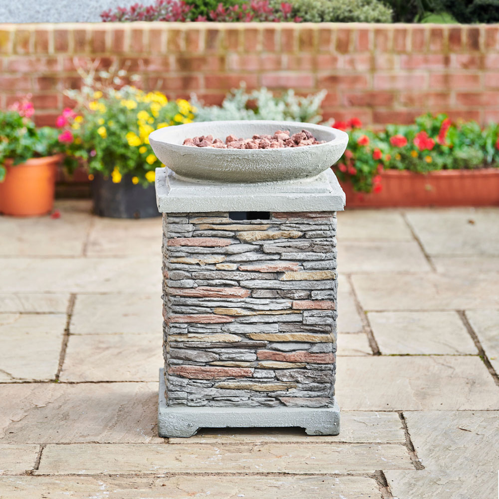 Teamson Home Stone Finish Square Propane Gas Fire Pit Image 5