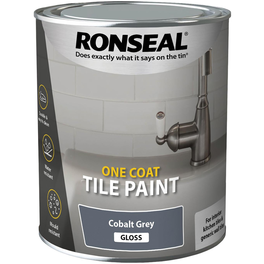 Ronseal Cobalt Grey Gloss One Coat Tile Paint 750ml Image 2