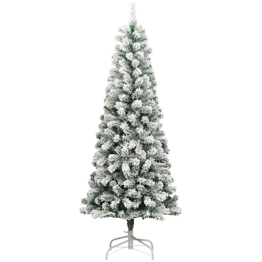 vidaXL Pre-Lit Warm White LED and Lilac Baubles Snow Flocked Artificial Christmas Tree 8ft Image 3