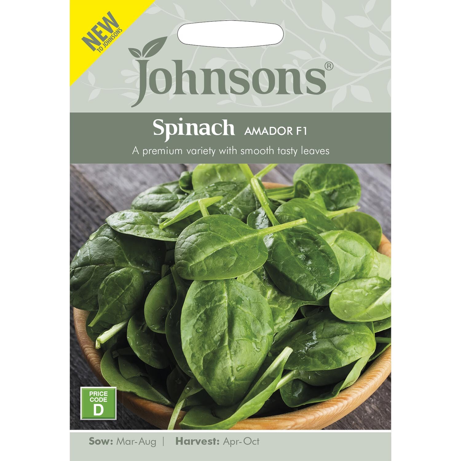 Johnsons Spinach Amador F1 Vegetable Seeds Image 2