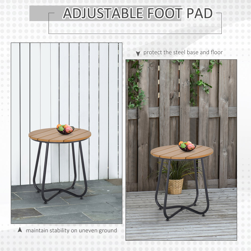 Outsunny Natural Wood and Black Round Outdoor Side Table Image 6